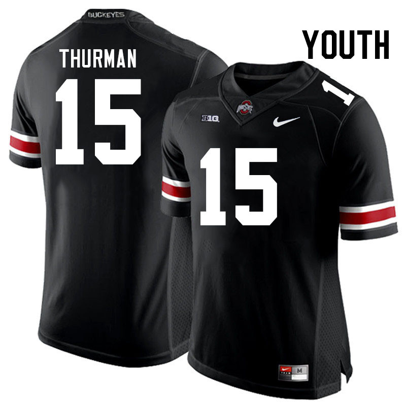 Ohio State Buckeyes Jelani Thurman Youth #15 Black Authentic Stitched College Football Jersey